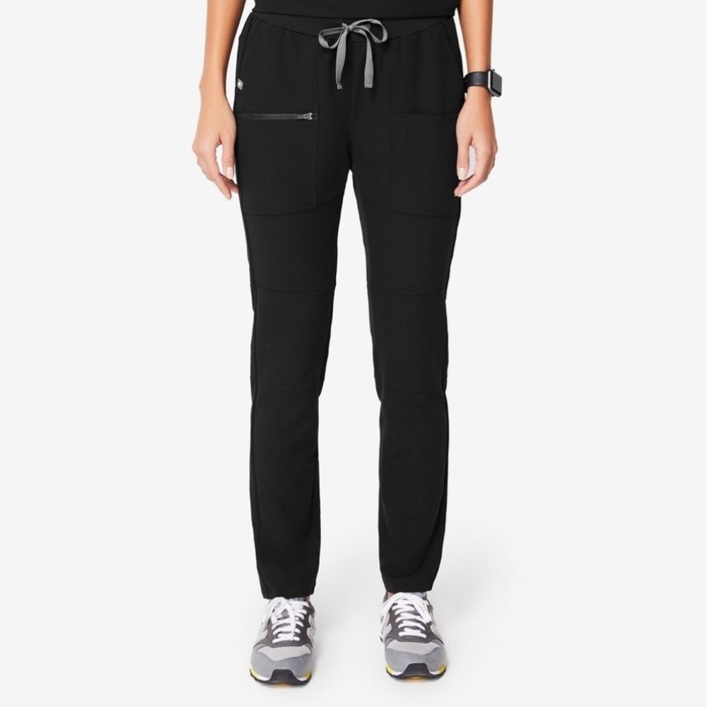 Figs Yona Zippered Pocket Skinny Scrub Pants Black Women's Size XS
